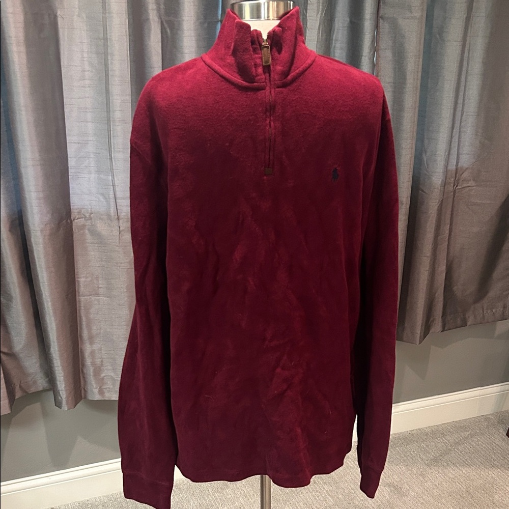 Polo by Ralph Lauren dark Red / Maroon Men's 3/4 zip Shirt sz Large